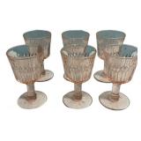 Set of 6 Pink Depression Glass Goblets