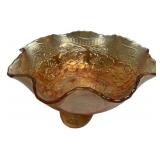 Marigold Carnival Glass Ruffled Bowl