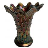 Carnival Glass Tree Trunk Vase Amethyst