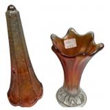 Pair of Amber Art Glass Vases
