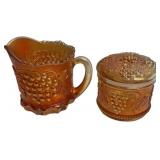 Carnival Glass Creamer & Sugar Set