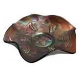 Carnival Glass Grape & Leaf Bowl