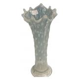 Opalescent Coin Dot Ruffled Vase