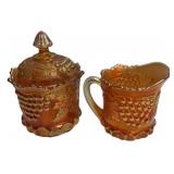 Carnival Glass Creamer & Sugar Set