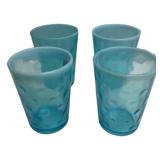 Blue Opaline Coin Dot Tumblers Set of 4