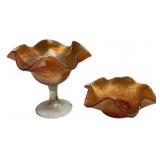 Marigold Carnival Glass Bowl Pair