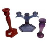 Vintage Glass Candleholders & Vase Lot