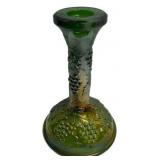 Green Carnival Glass Candlestick