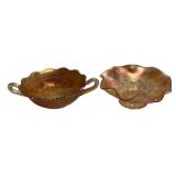 Marigold Carnival Glass Bowls Pair