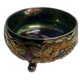 Carnival Glass Footed Grape Bowl