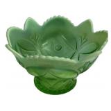 Green Jadeite Glass Footed Bowl