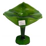 Green Glass Pedestal Compote Dish