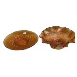 Marigold Carnival Glass Bowls Pair