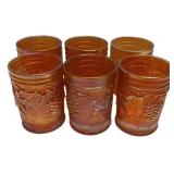 Carnival Glass Grape Tumblers Set of 6
