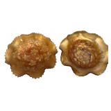 Marigold Carnival Glass Grape Bowls Pair