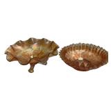 Pair Marigold Carnival Glass Bowls