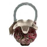 Fenton Art Glass Basket Pink Spatter