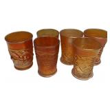 Marigold Carnival Glass Tumblers Set/6