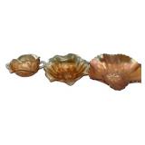 Marigold Carnival Glass Bowls Lot of 3