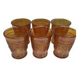 Amber Carnival Glass Grape Tumblers Set/6
