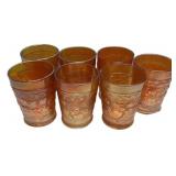 Marigold Carnival Glass Tumblers Set 7