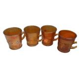 Carnival Glass Orange Tree Mugs Set/4