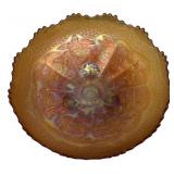 Marigold Carnival Glass Floral Bowl