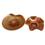 Marigold Carnival Glass Bowls Pair