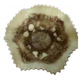 Victorian Brown Transferware Crimped Bowl