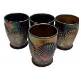 Carnival Glass Shell Tumblers Set of 4