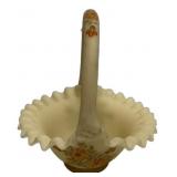 Fenton Satin Glass Ruffled Basket