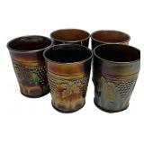 Carnival Glass Grape Tumblers Set of 5
