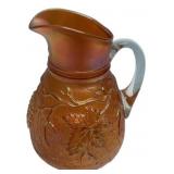 Marigold Carnival Glass Grape Pitcher