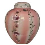 Fenton Pink Ginger Jar Hand Painted