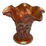 Carnival Glass Hobnail Ruffled Vase