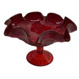 Fenton Ruby Red Glass Ruffled Compote