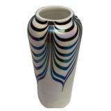 Iridescent Art Glass Pulled Feather Vase