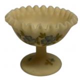Fenton Satin Glass Crimped Compote