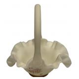 Fenton Satin Glass Ruffled Basket