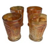 Marigold Carnival Glass Tumblers Set/4