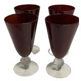 Ruby Red Glass Goblets Set of 4