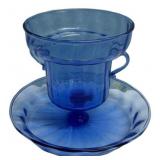 Blue Depression Glass Cup and Saucer