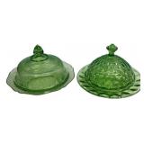 Green Depression Glass Butter Dishes