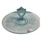 Blue Depression Glass Serving Tray