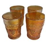 Carnival Glass Grape Tumblers Set of 4