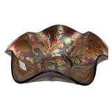 Carnival Glass Thistle Ruffled Bowl