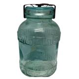 Aqua Glass Greek Key Canning Jar