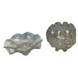White Carnival Glass Bowl & Rose Bowl