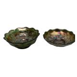 Carnival Glass Grape Pattern Bowls Pair