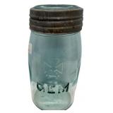 Antique GEM Aqua Glass Canning Jar